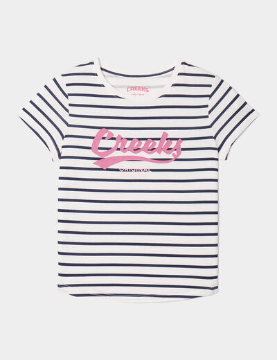 T-shirt droit manches courtes Creeks ecru fille