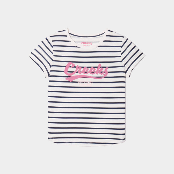 T-shirt droit manches courtes Creeks ecru fille