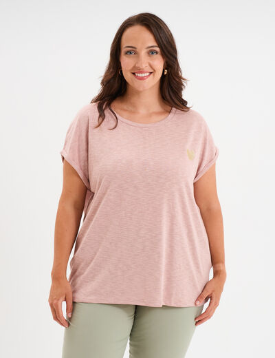 T-shirt manches courtes rose poudrée femme grande taille