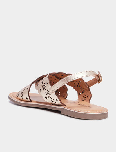 Sandales perforations en cuir Creeks jaune or fille