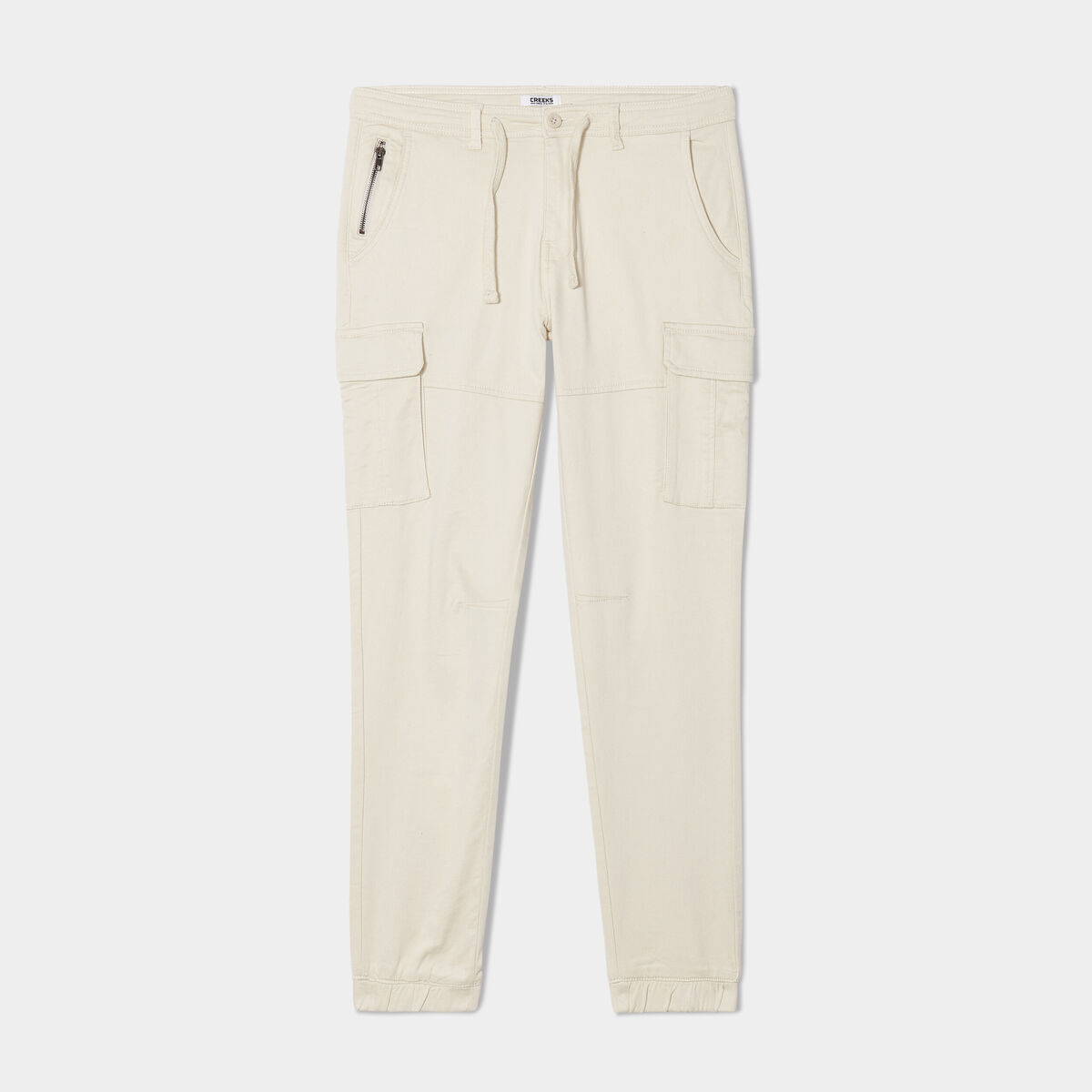 Pantalon cargo slim à coulisse ecru homme