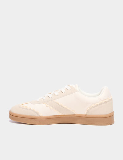 Tennis basses avec dentelle sable femme