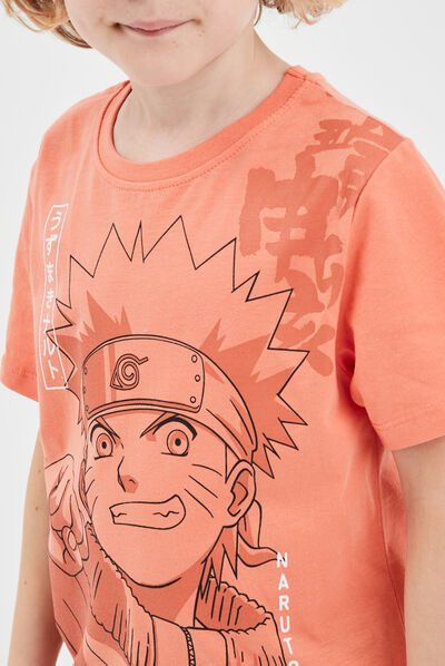 T-shirt droit manches courtes Naruto orange foncé garçon