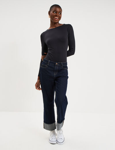 Body ajust&eacute; manches longues noir femme