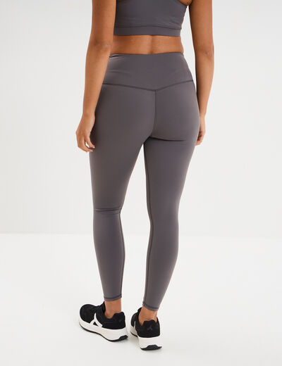 Legging de sport gainant taille haute gris fonc&eacute; femme