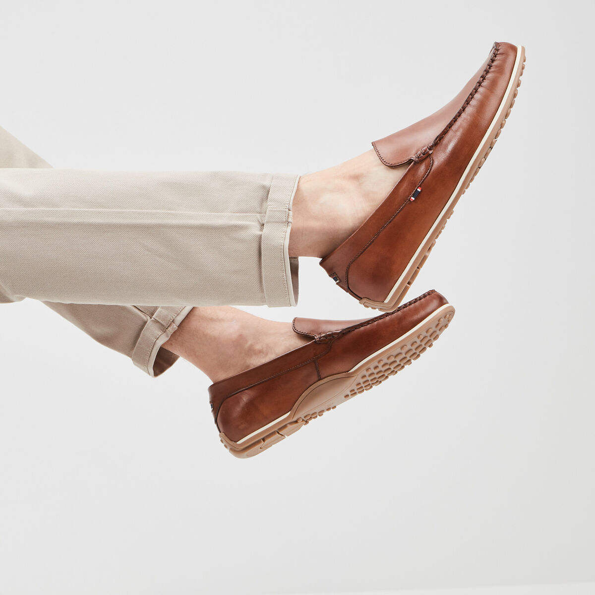 Mocassins en cuir marron homme