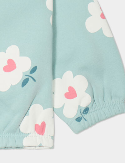 Sweat oversize manches longues col rond bleu gris bébé fille