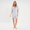 Ensemble pyjama fluide short et chemise bleu clair femme