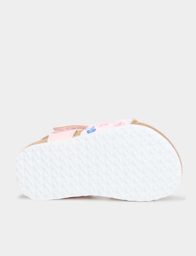 Sandales plates à scratchs rose bébé fille