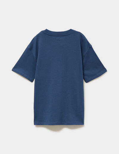 T-shirt oversize 1 poche manches courtes bleu fonc&eacute; gar&ccedil;on