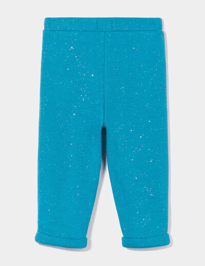 Pantalon doublé à paillettes vert turquoise bébé fille