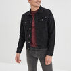 Veste droite boutonnée en jean Creeks denim noir homme