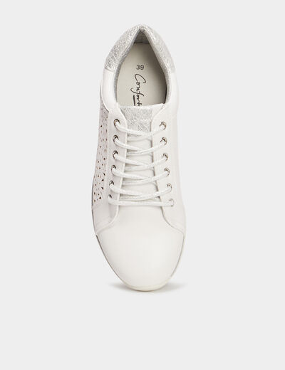 Baskets perforées à lacets Confortissimo blanc femme