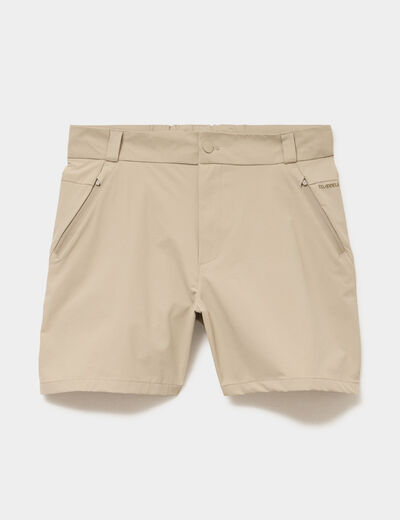 Short droit stretch poches zipp&eacute;es beige homme