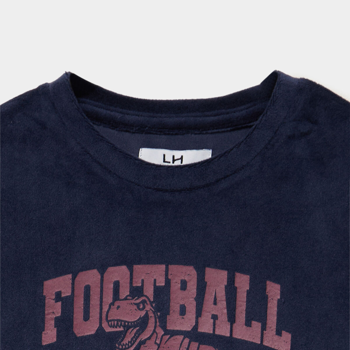 Ensemble pyjama t-shirt effet velours bleu marine gar&ccedil;on