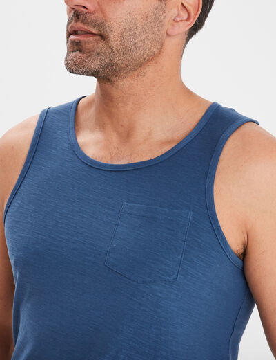 Débardeur droit 1 poche coton Creeks bleu foncé homme