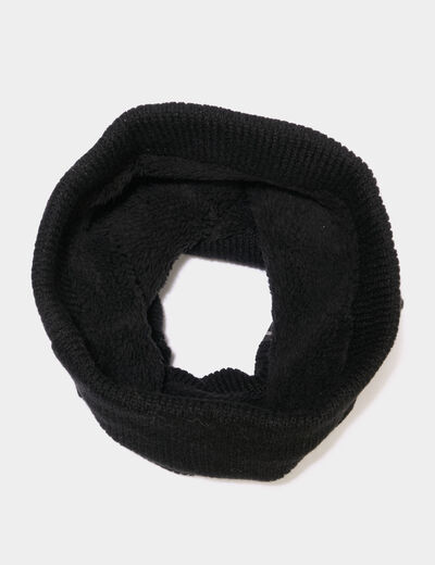 Tour de cou tricot&eacute; doubl&eacute; noir homme