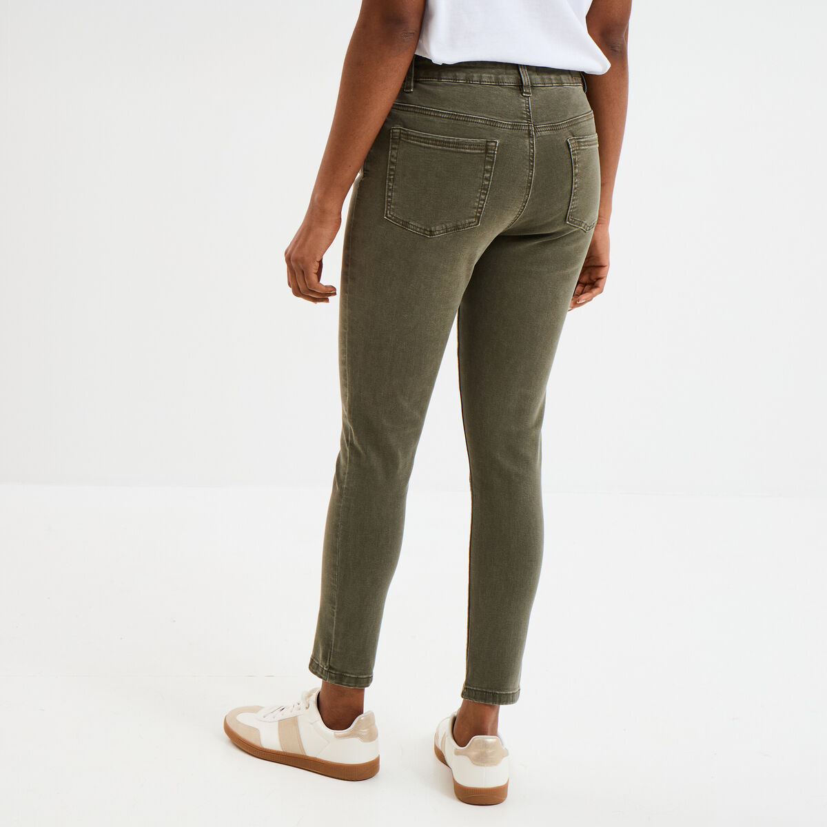 Jeans skinny 7/8ème coton Liberto vert kaki femme