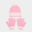Ensemble bonnet à pompom et gants Stitch rose fille