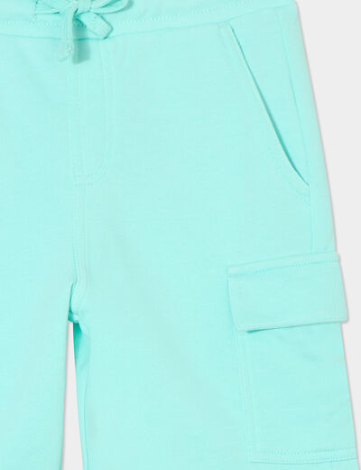 Bermuda cargo poches côtés bleu turquoise garçon