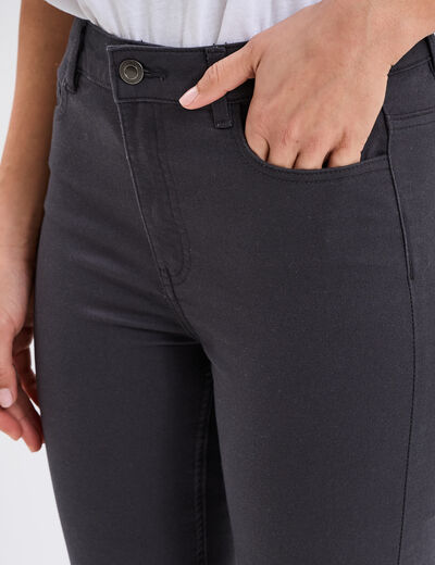 Pantalon slim en coton elasthanne gris foncé femme