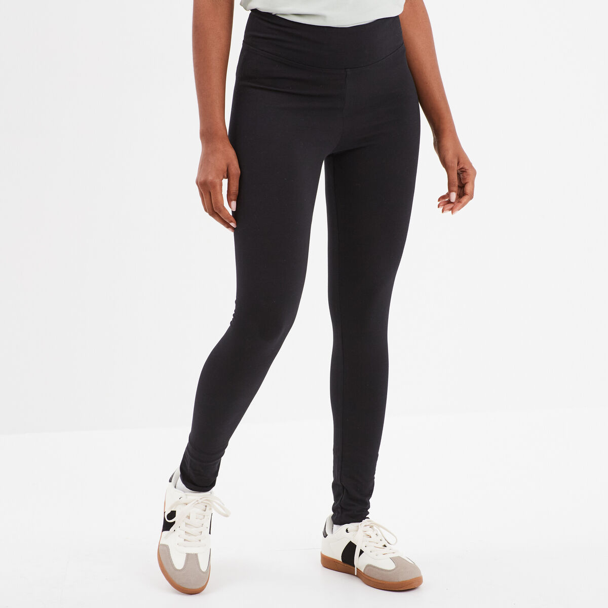Legging 7/8ème taille haute coton noir femme
