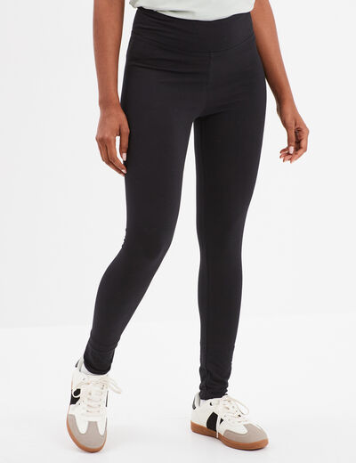 Legging 7/8ème taille haute coton noir femme