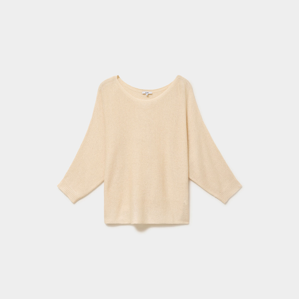 Pull manches longues col rond beige femme grande taille