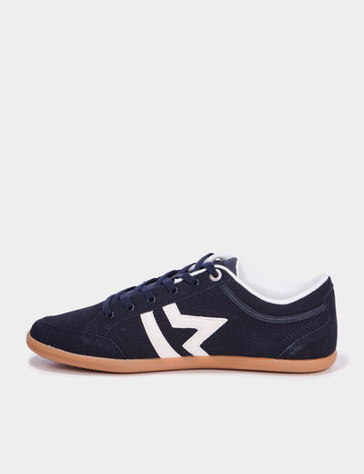 Tennis basses &agrave; lacets effet su&eacute;dine bleu marine homme