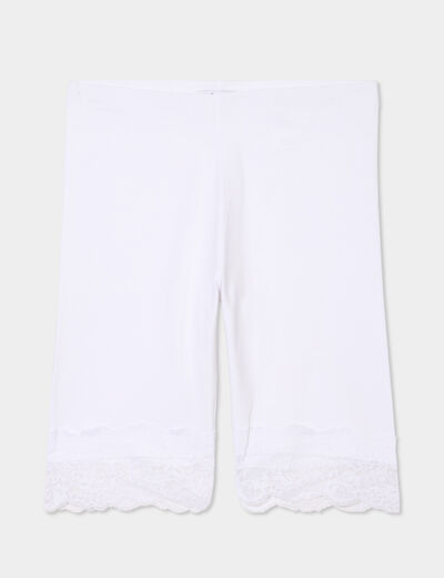 Legging corsaire à dentelle blanc femme