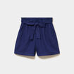 Short paperbag lin m&eacute;lang&eacute; bleu fonc&eacute; femme