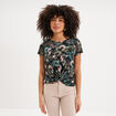 T-shirt taille effet nou&eacute; coton noir femme