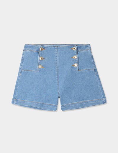 Short en jeans à pont denim double stone femme