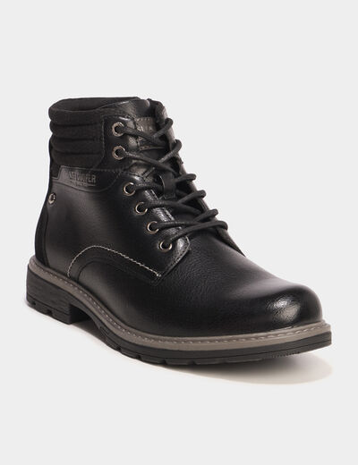 Bottines montantes crant&eacute;es zipp&eacute;es noir homme