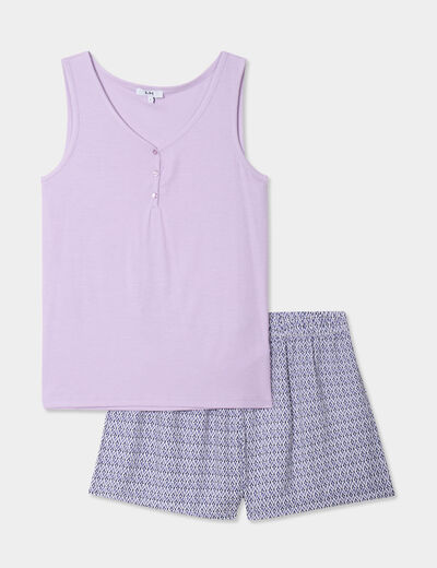 Ensemble pyjama short et débardeur bleu femme