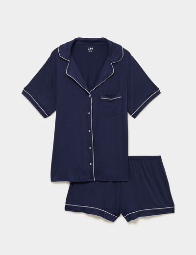Ensemble pyjama short et chemise bleu marine femme grande taille