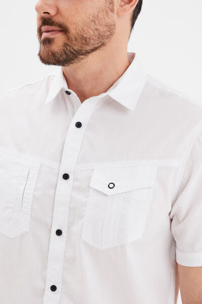 Chemise manches courtes &agrave; poches Liberto blanc homme