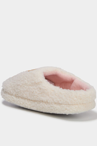 Chaussons mules doubl&eacute;s effet bouclette rose fille