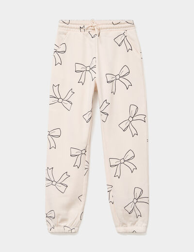 Pantalon de jogging molleton beige fille