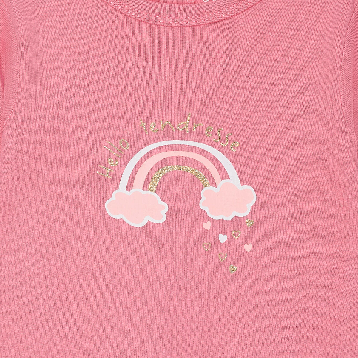 Dors-bien coton manches longues rose fushia bébé