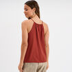 Blouse col bijoux amovible marron cognac femme