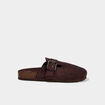 Mules su&eacute;dine avec boucles marron fonc&eacute; femme