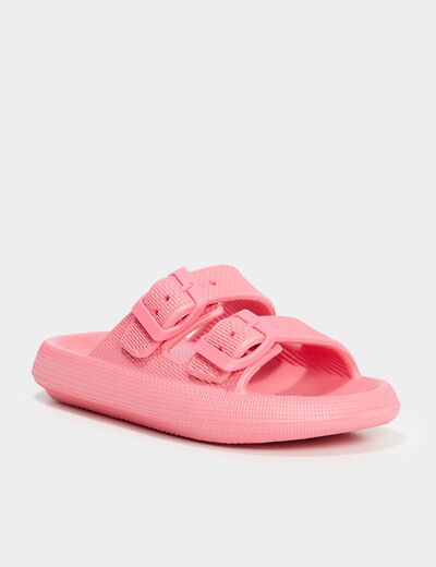 Mules avec boucles rose fille