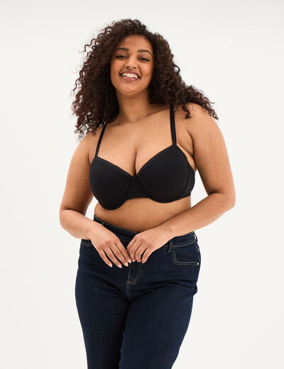 Soutien-gorge corbeille embo&icirc;tant noir femme grande taille