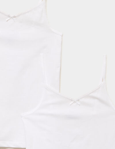 Lot 2 d&eacute;bardeurs coton blanc fille