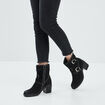 Bottes en cuir à talons noir femme