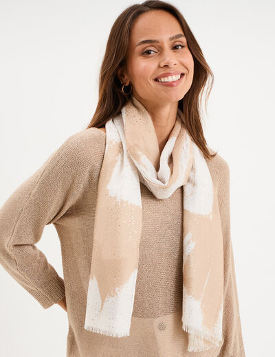 Foulard &agrave; franges sable femme