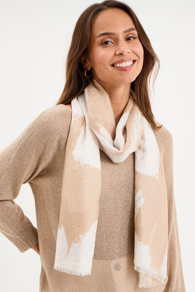 Foulard &agrave; franges sable femme