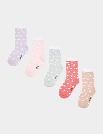 Lot 5 paires chaussettes coton multicolore fille