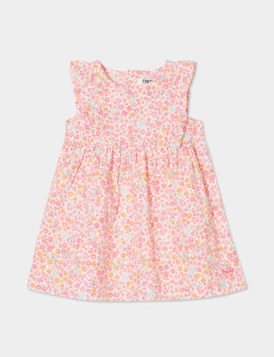 Robe patineuse avec volants coton Creeks ecru bébé fille
